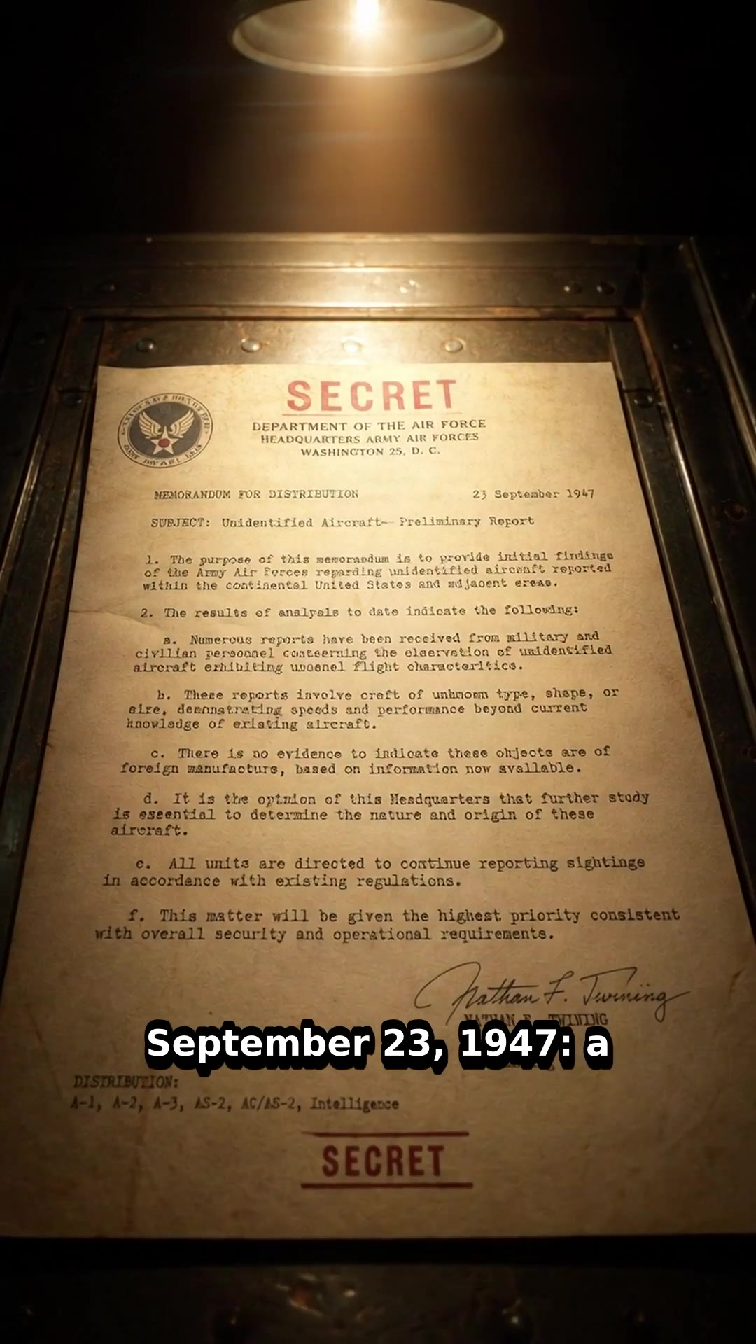 General Twining's 1947 Memo: Flying Discs Are Real — reel poster