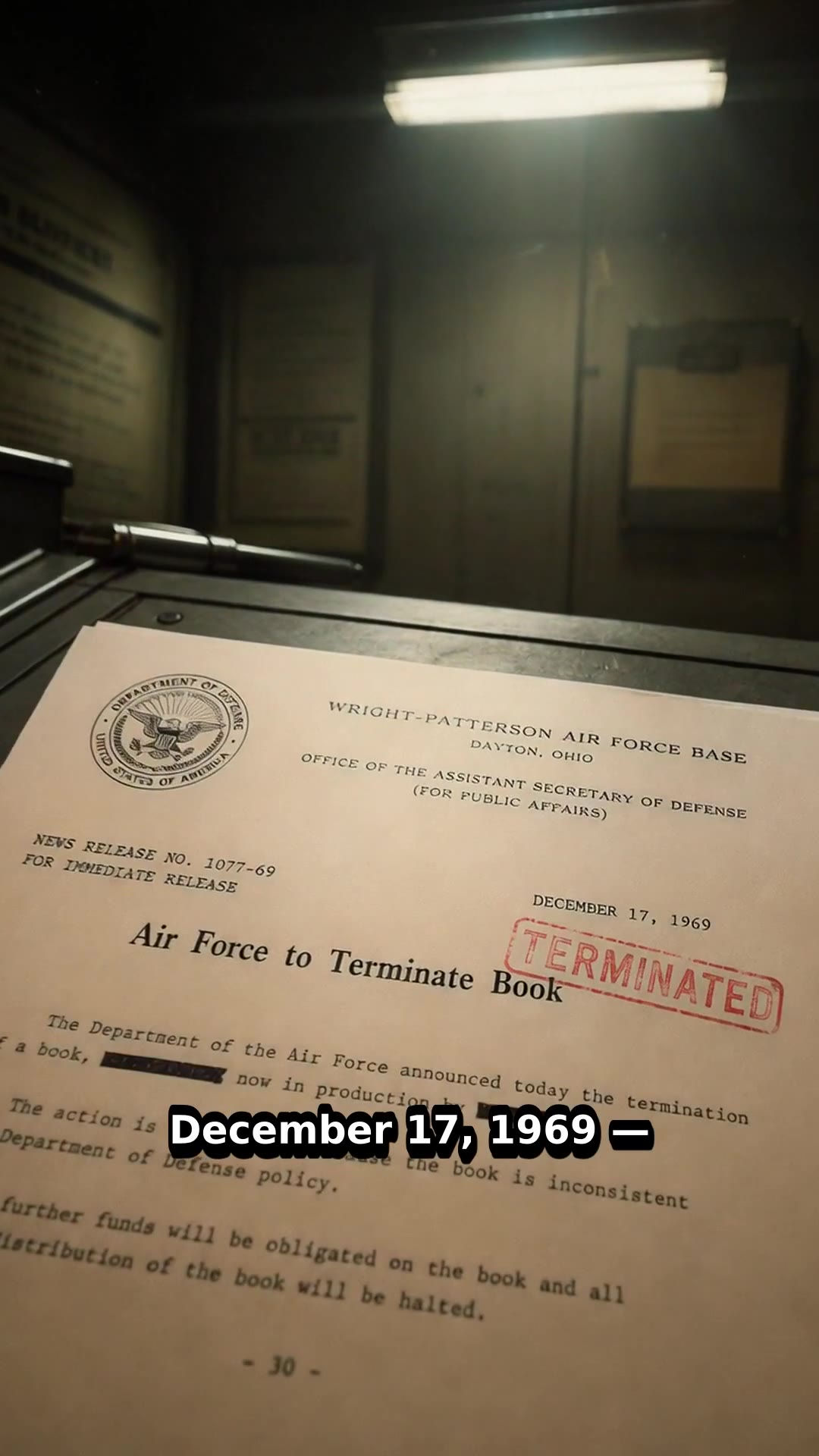Project Blue Book Terminated: Air Force Closes 22-Year UFO Investigation — reel poster
